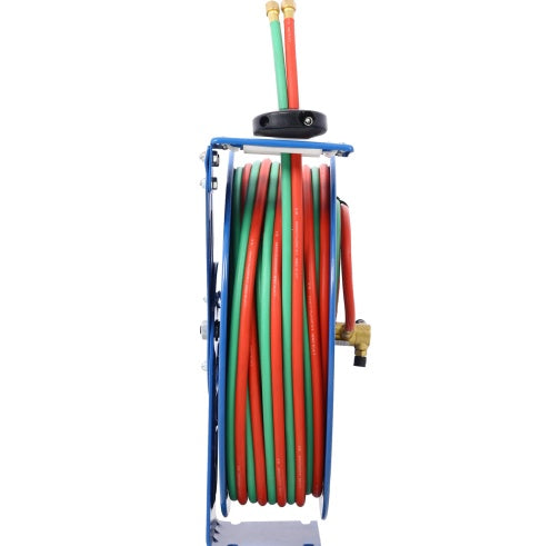 Welding Hose Reel Retractable 1 4 Inch Foot Twin Oxygen Acetylene Rubber Hoses STD Duty Max 200PSI Heavy Duty Industrial Single Arm Construction