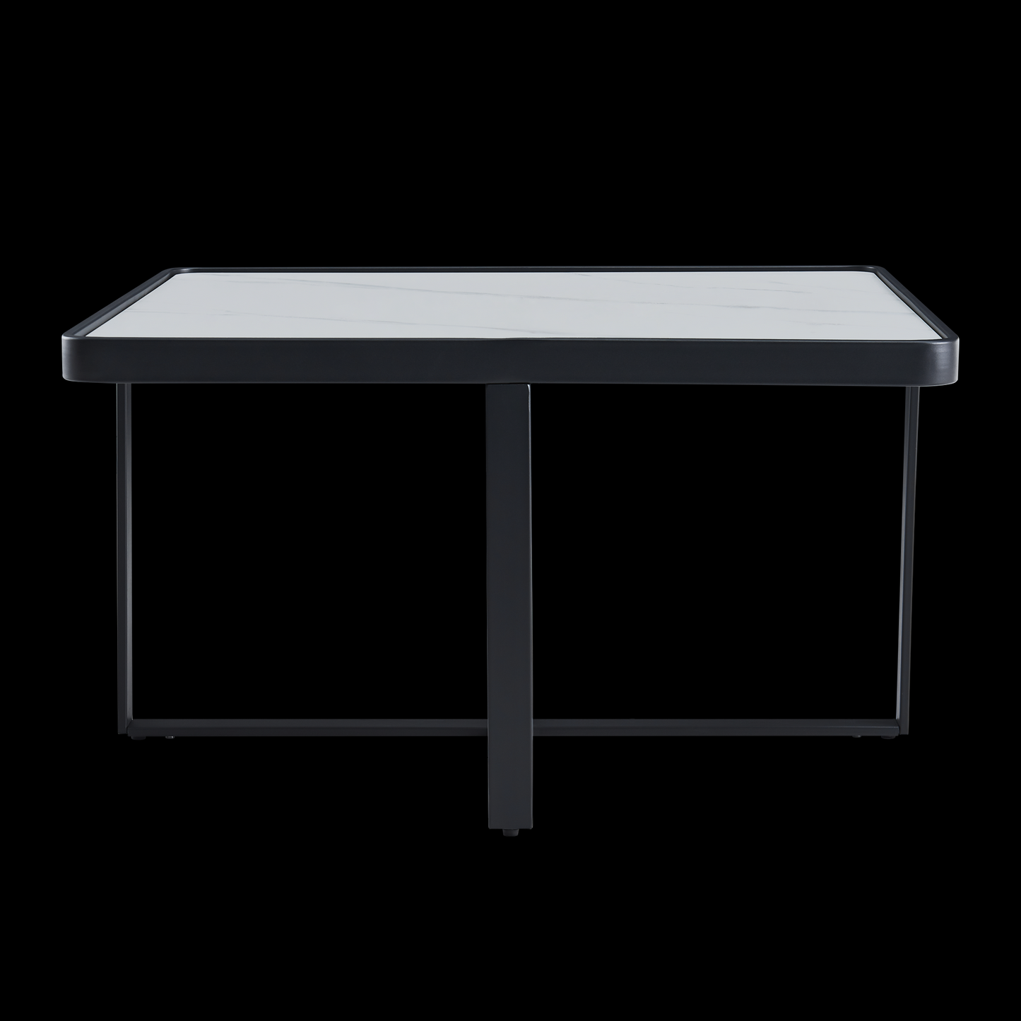 Minimalism Square coffee table,Black metal frame with sintered stone tabletop