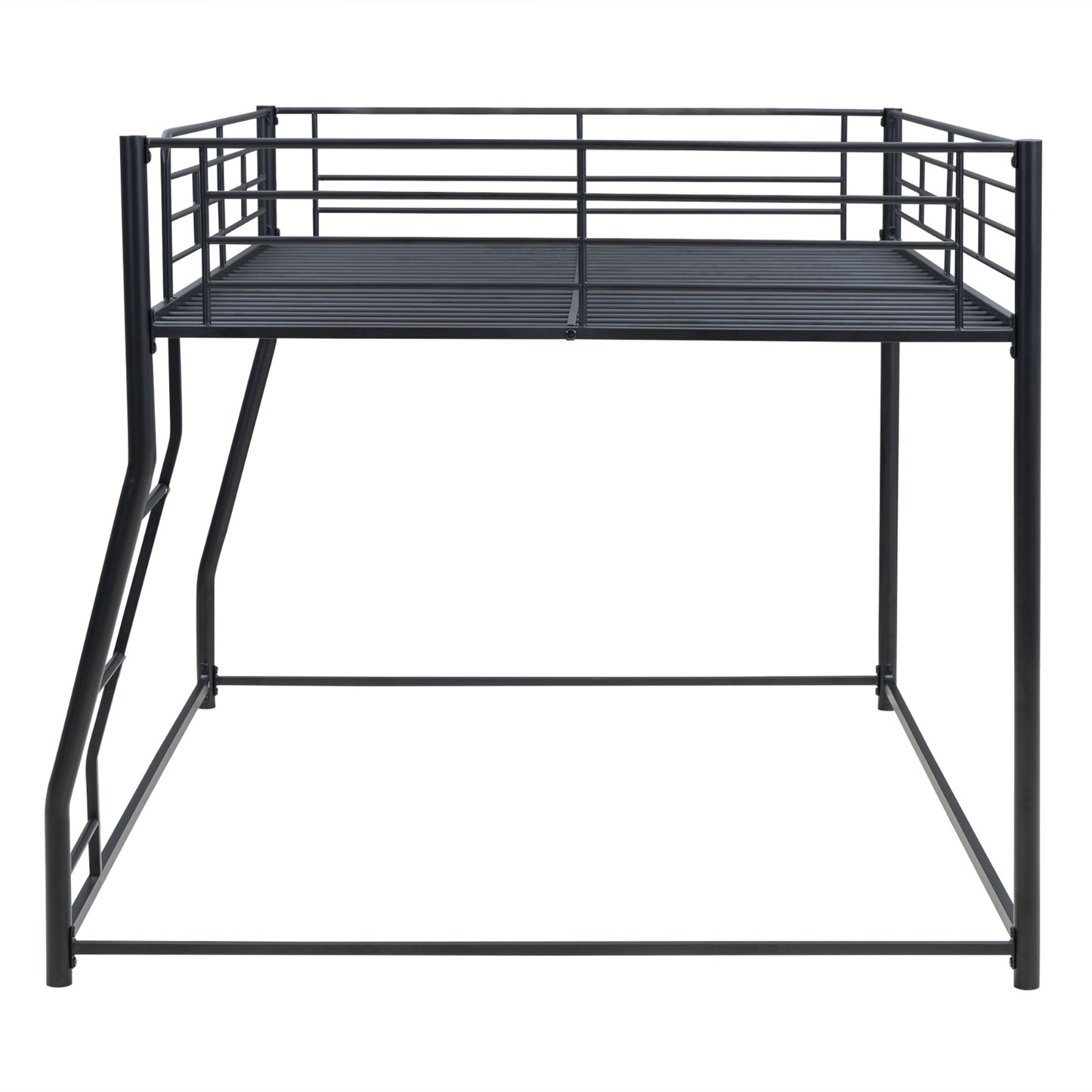 Metal Floor Bunk Bed, Full XL Over Queen, Black