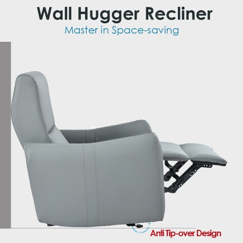 Wall Hugger Recliner,Power Recliner Chair,Electric Recliner For Living Room,PU Leather Reclining Armchair For Small Space,Reclining Sofa For Bedroom Apartment RV,with USB Port