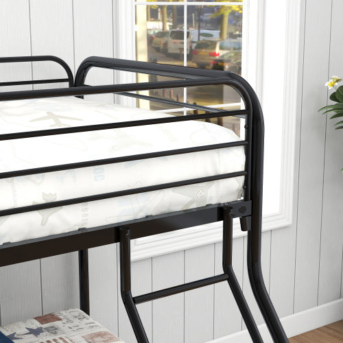 Twin-Over-Full Metal Bunk Bed, Heavy Duty Bunk Bed,Easy Assembly With Enhanced Upper-Level Guardrail, White