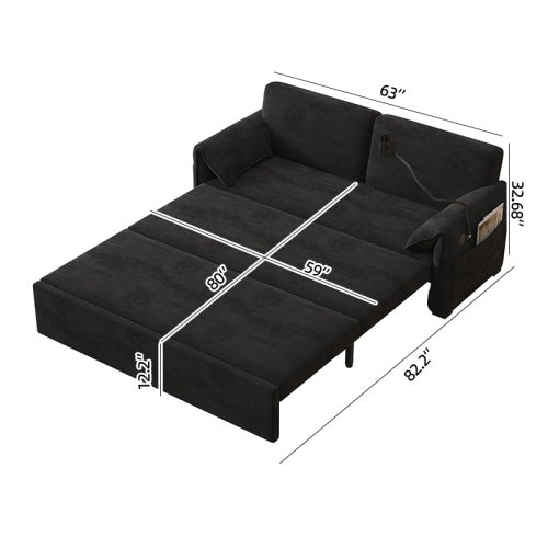 63-inch Large Folding Sofa Bed Velvet Multifunctional Double Sofa Bed, Three Modes Switch, Suitable For Sitting, Lying And Sleeping, Suitable For Living Room, Bedroom, Apartment, Office
