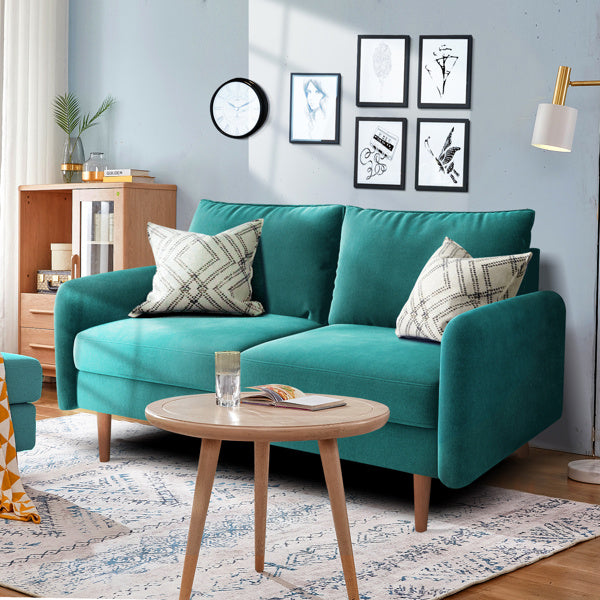 56.3-inch Velvet Round Arm Apartment Double Sofa