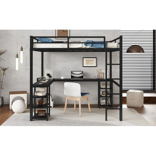 All Metal Loft Bed With Desk And Shelf