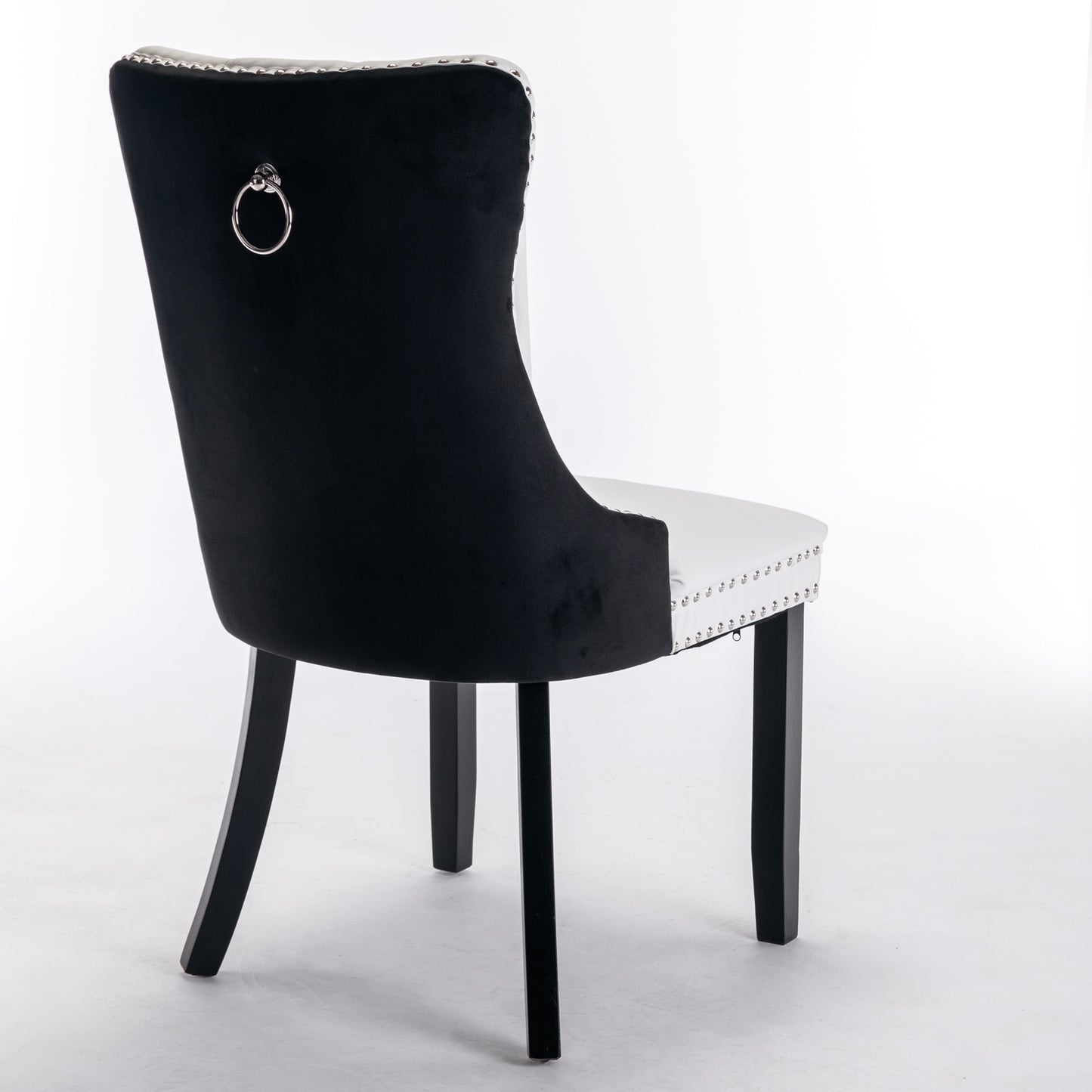 A&A Furniture Nikki   Modern Tufted Solid Wood PU  Velvet Chair