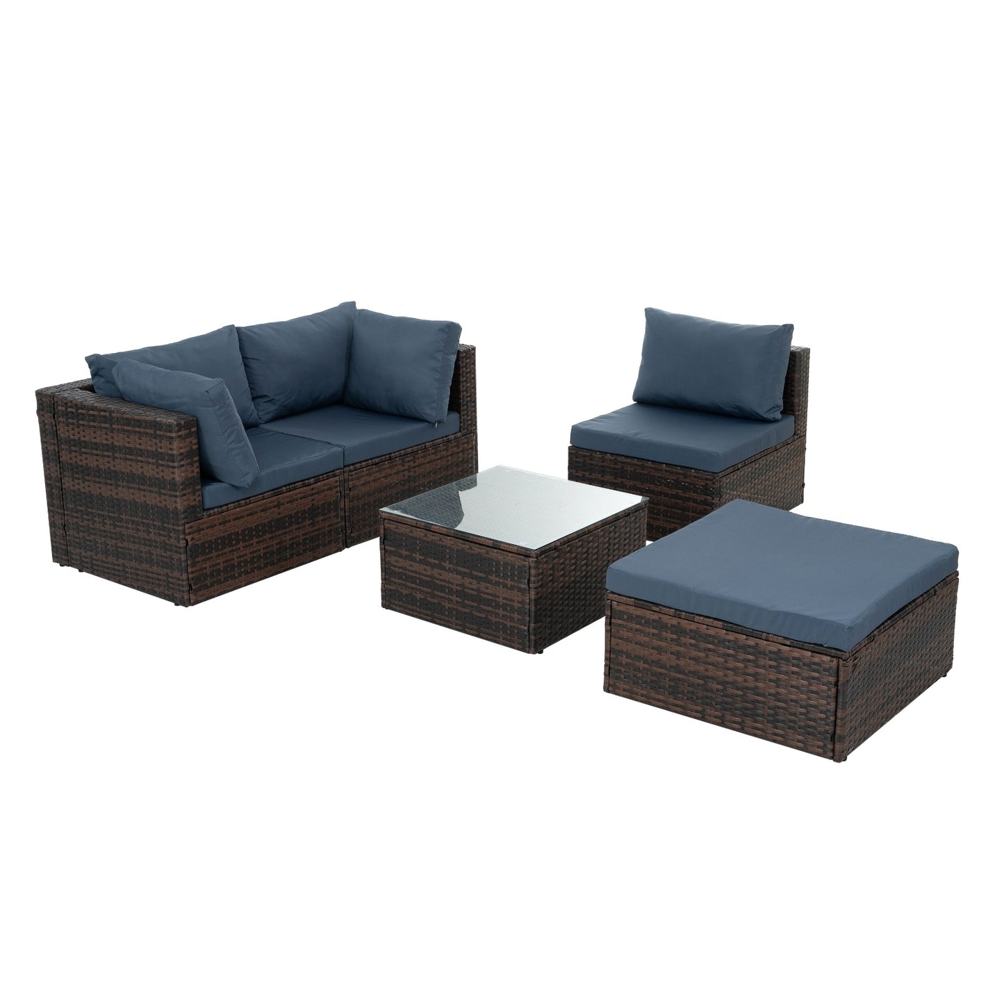 Patio Furniture, Outdoor Furniture, Seasonal PE Wicker Furniture, 5 Set Wicker Furniture With Temper