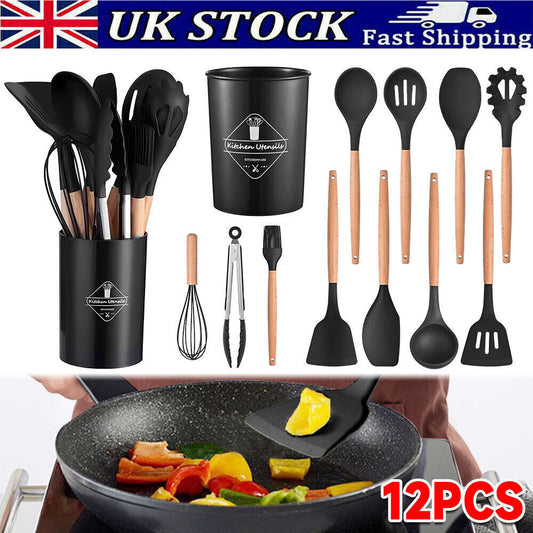 12Pcs Kitchen Utensils Set Silicone Cooking Nonstick Spatula Turner Spoon Tools