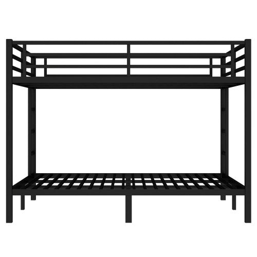 Metal California King Over California King Bunk Bed For Teens And Adults,Space-Saving Noise Reduced No Box Spring Needed, Black