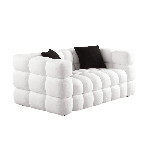 62.2length ,35.83 Deepth ,human Body Structure For USA People, Marshmallow Sofa,boucle Sofa ,White Color, 2 Seater
