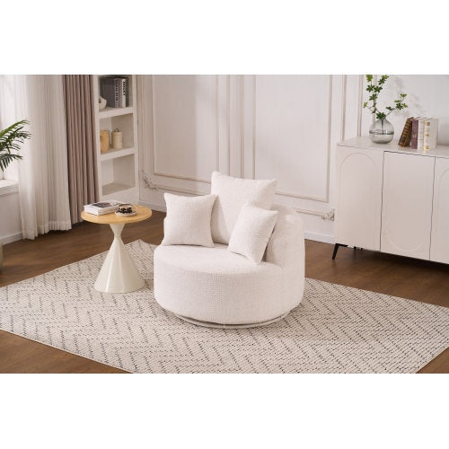 LY-031WH SWIVEL COMPRESSION CHAIR Single-seat Compression Chair, Crochet Yarn Material, Full Sponge Compression Swivel Chair,Compression Chair For Home Living Home Furniture Apartment Hotel Office