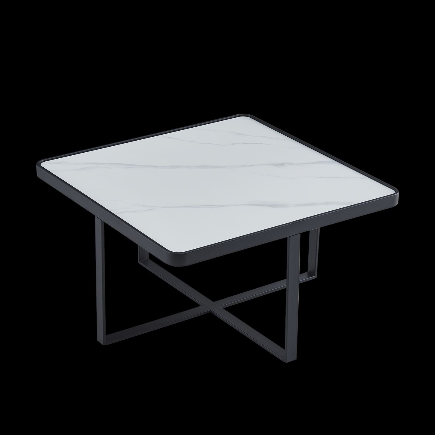 Minimalism Square coffee table,Black metal frame with sintered stone tabletop