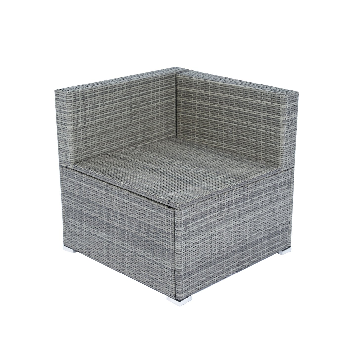 6 Pieces PE Rattan Sectional Outdoor Furniture Cushioned Sofa Set Grey Wicker, Dark Grey Cushion