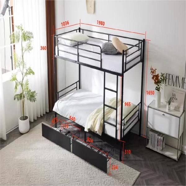 Double Decker Bunk Bed With Drawers Black, Detachable Twin Bed