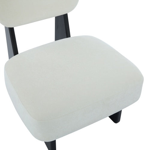 Set Of 2 Modern Beige Lounge Chair With Polyester Upholstery, Sturdy Black Wood Base, Minimalist Design, Stylish And Comfortable Accent Seating For Living Room, Bedroom, Or Office