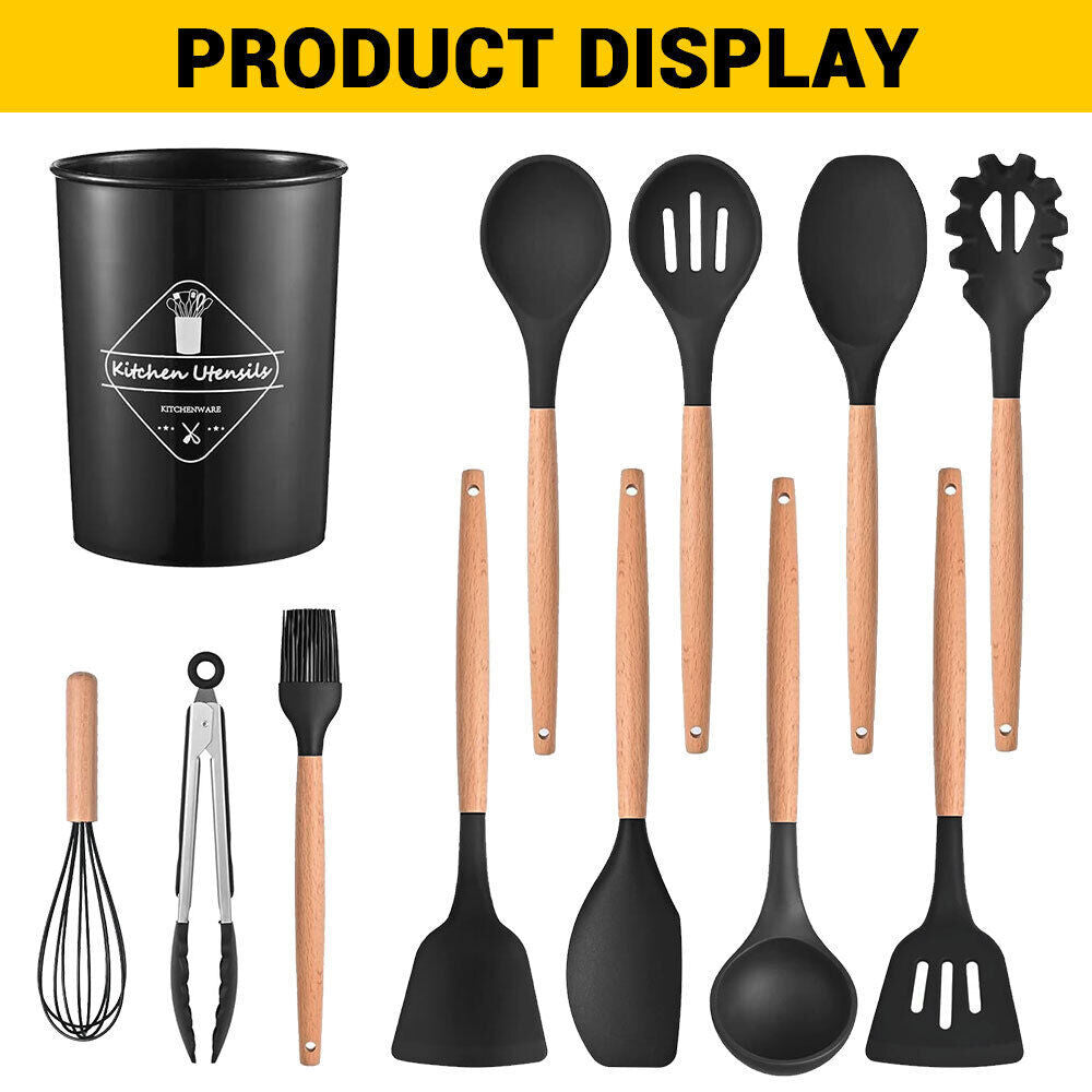 12Pcs Kitchen Utensils Set Silicone Cooking Nonstick Spatula Turner Spoon Tools