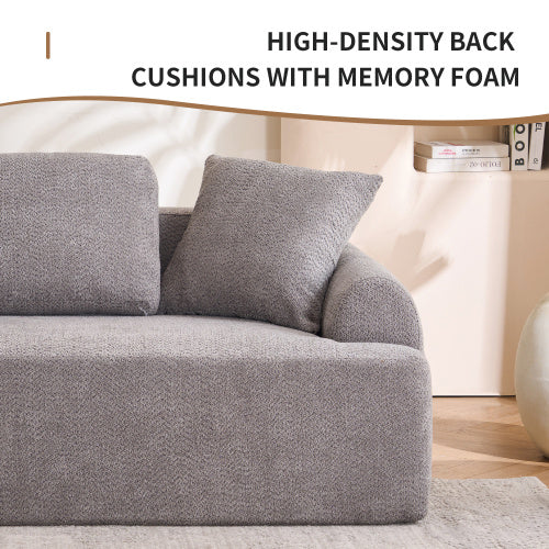 LY-024GY COMPRESSION SOFA 4-seater Combined Sofa, Crochet Yarn Fabric, Full Sponge Compression Sofa,combined Sofa With 4 Pillows For Home Living Home Furniture Apartment Office House