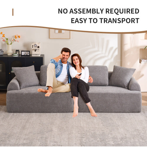 LY-024GY COMPRESSION SOFA 4-seater Combined Sofa, Crochet Yarn Fabric, Full Sponge Compression Sofa,combined Sofa With 4 Pillows For Home Living Home Furniture Apartment Office House
