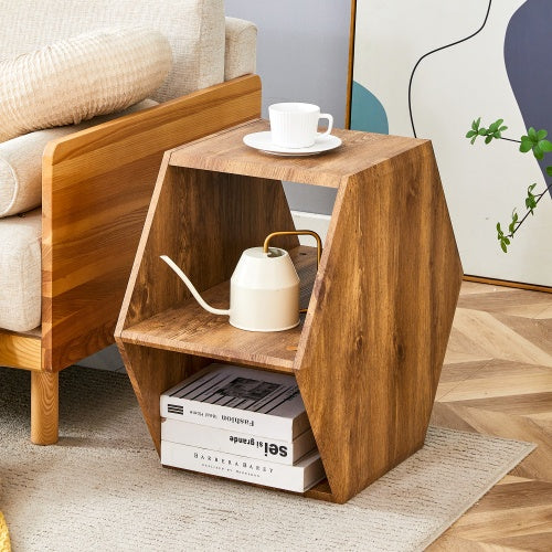 Hexagonal MDF Coffee Table, Characteristic Pattern Stickers, Multi-hole Design To Give More Storage Space, Simple And Convenient Design Makes It Suitable For All Kinds Of Style Scenes