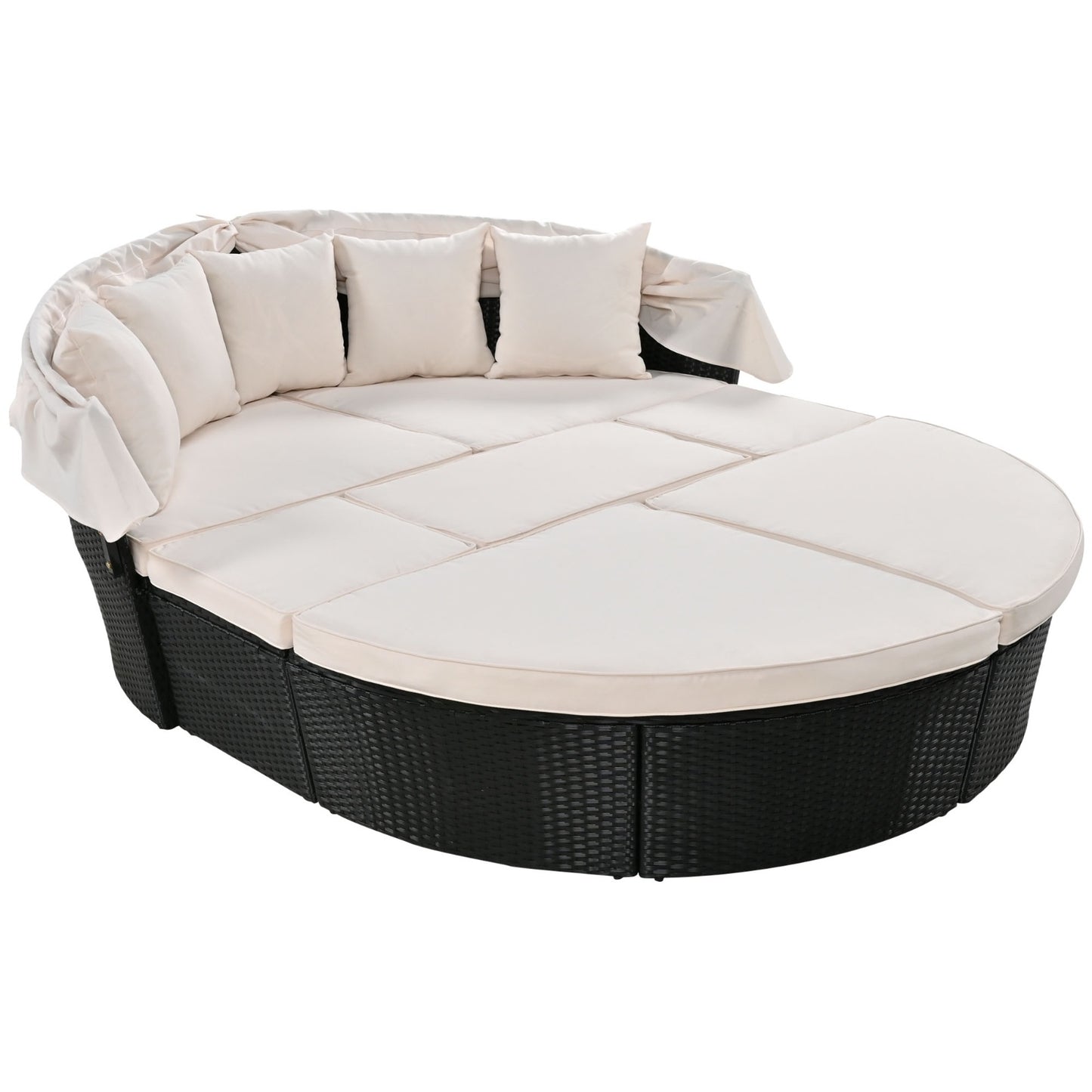 Circular Outdoor With Retractable Canopy Willow Bath Bed