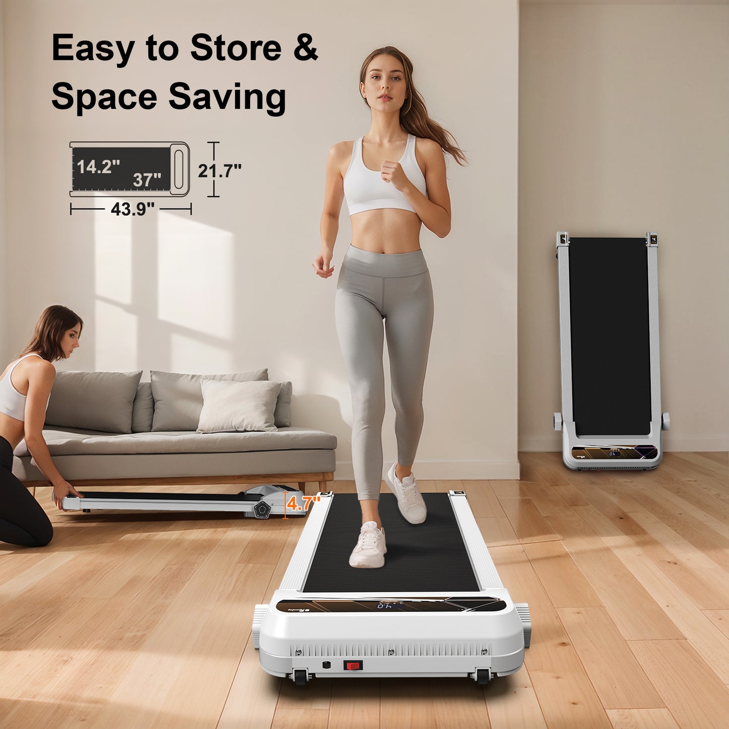 Walking Pad Under Desk Treadmill For Home Office -2.5HP Walking Treadmill 0.5-4MPH Capacity Treadmill For Walking Running Remote Control Batteries