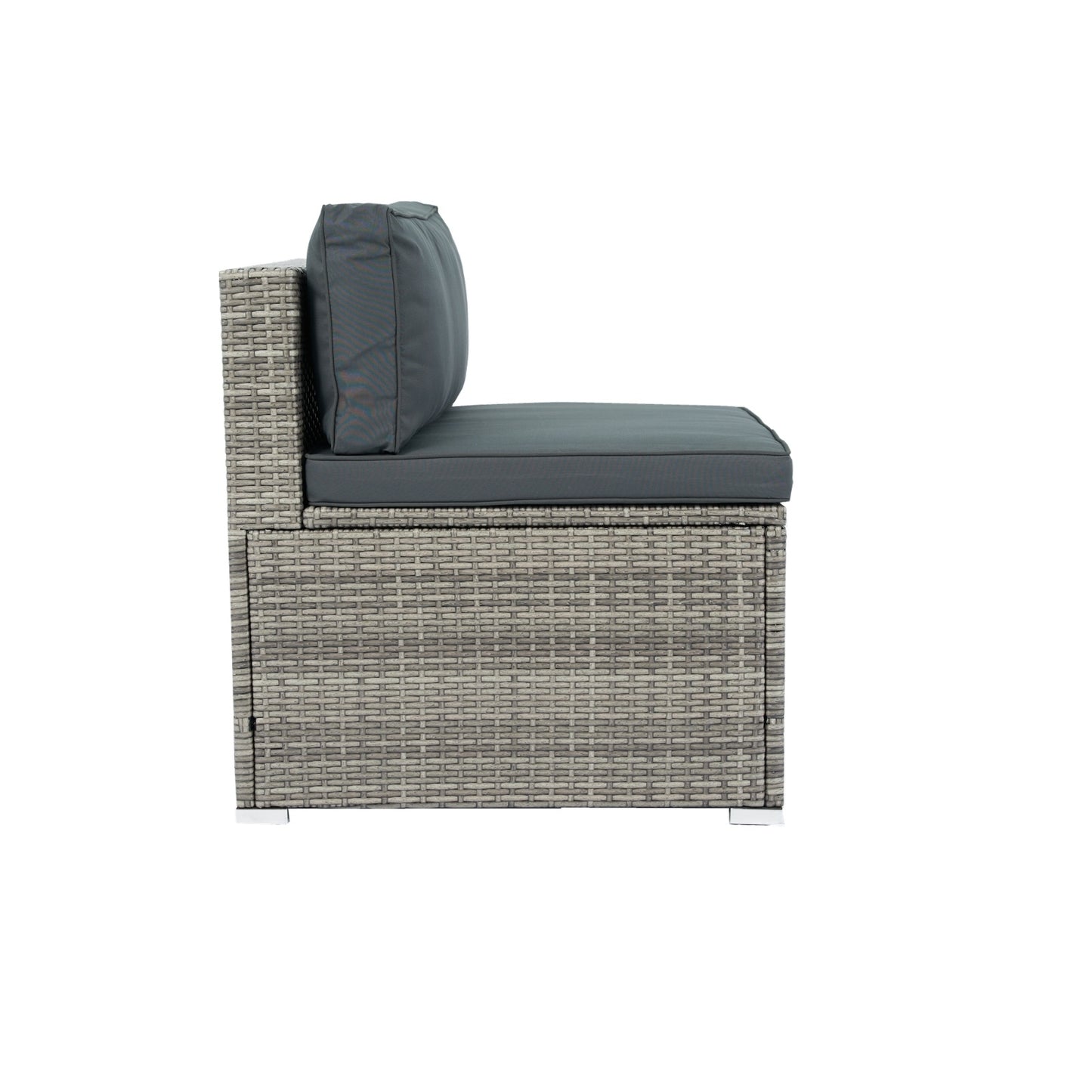 6 Pieces PE Rattan Sectional Outdoor Furniture Cushioned Sofa Set Grey Wicker, Dark Grey Cushion