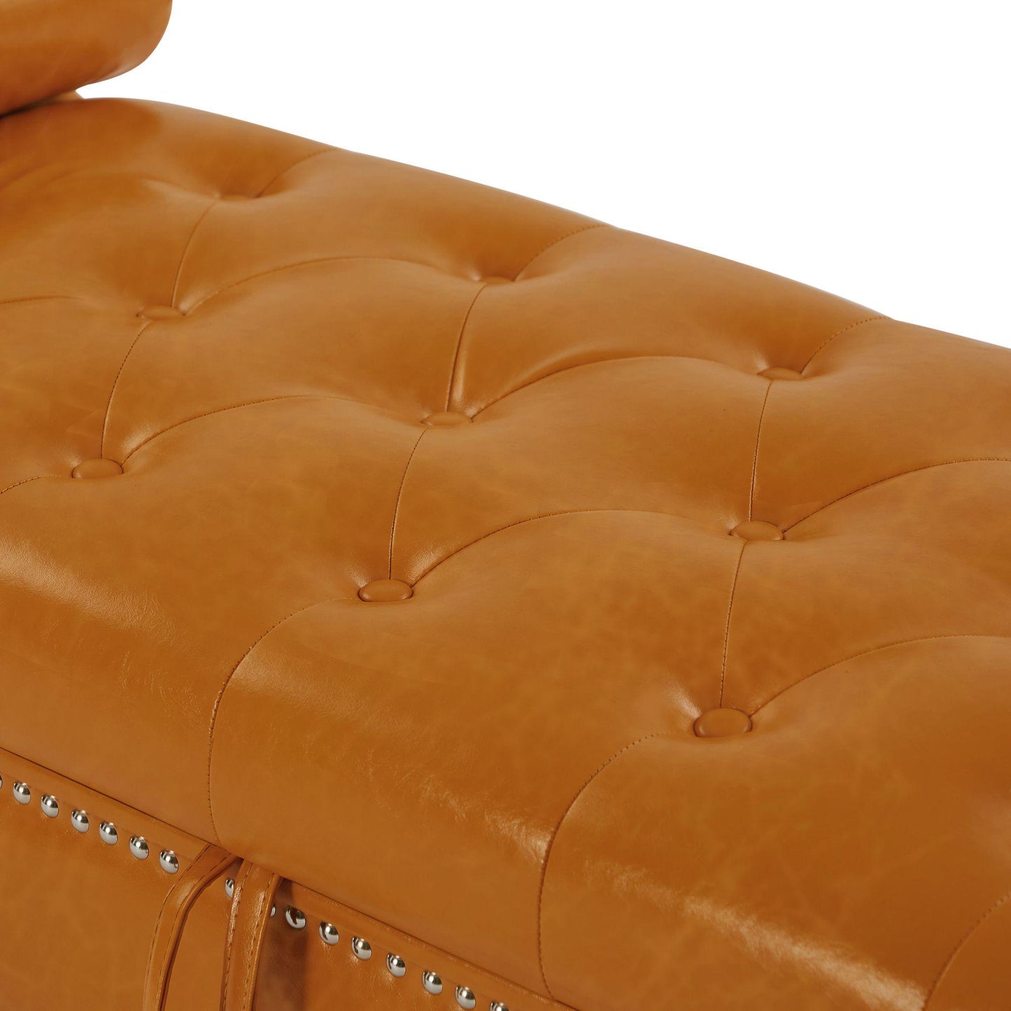 Sitting Bench PU Leather with Storage Space and 2 Pillows Hardware Feet