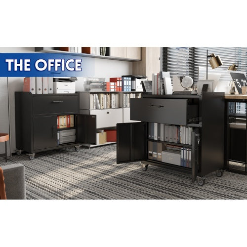 2 Door X 1 Drawer Tool Cabinets For Garage, Lockable Garage Storage Cabinet, Locking Metal Storage Cabinet With Wheels, Rolling Tool Chest, Assembly Required H35.4  W30.3xD18