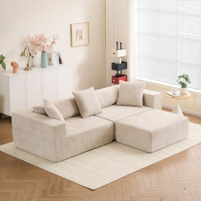 Modular Cross-section With L-shaped Lounge Chair, Cloud Sofa, Living Room, Bedroom Soft Cushion Sofa - No Installation Required - Chenille Fabric