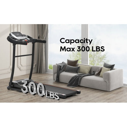 Folding Treadmill Electric Running Machine 2.5HP Motor 300LBS Weight Capacity Walking Jogging Machine With 3 Level Incline 12 Preset Programs For Home Gym