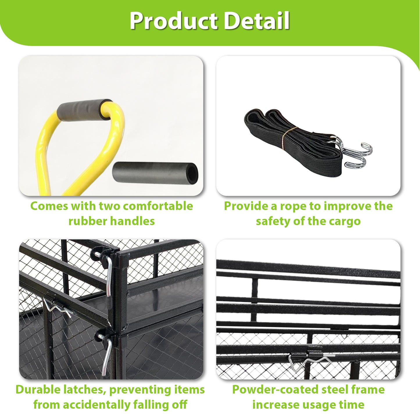 Steel Garden Cart, Heavy Duty 1400 Lbs Capacity, With Removable Mesh Sides To Convert Into Flatbed, Utility Metal Wagon With 2-in-1 Handle And 16 In Tires, Perfect For Garden, Farm, Yard