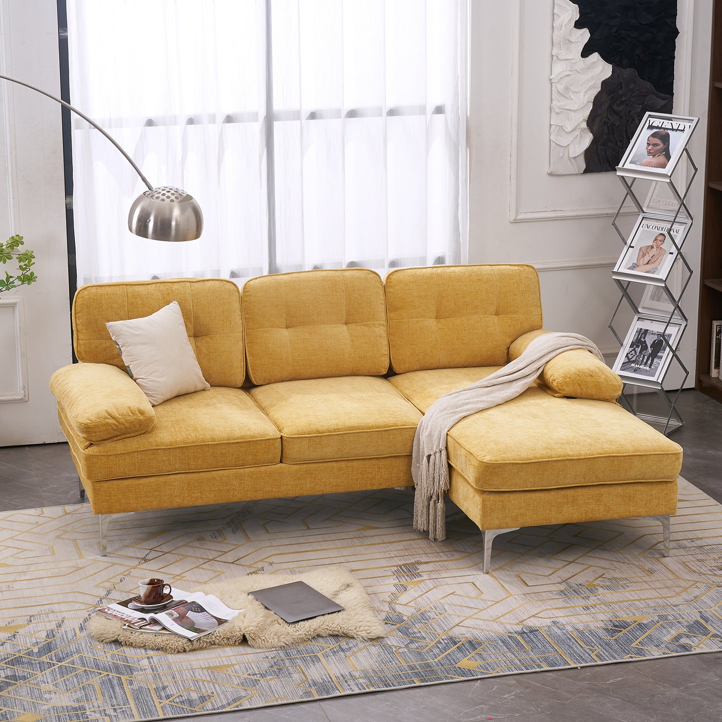 Three People With Noble Consort Yellow Indoor Combination Sofa
