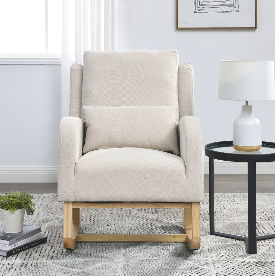 Welike 27.5W Modern Accent High Back Armchair Rocker With Lumbar Pi