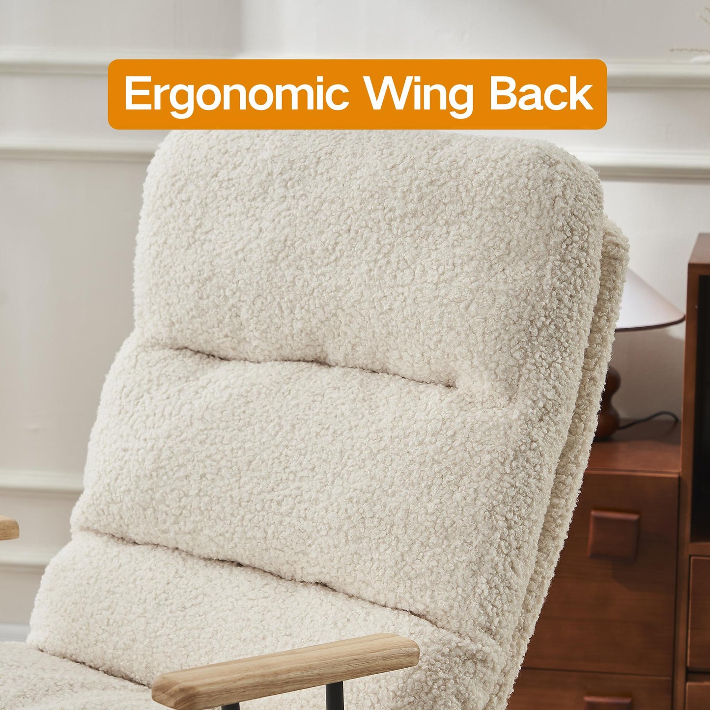 Modern Teddy Gliding Rocking Chair with High Back, Retractable Footrest, and Adjustable Back Angle for Nursery, Living Room, and Bedroom