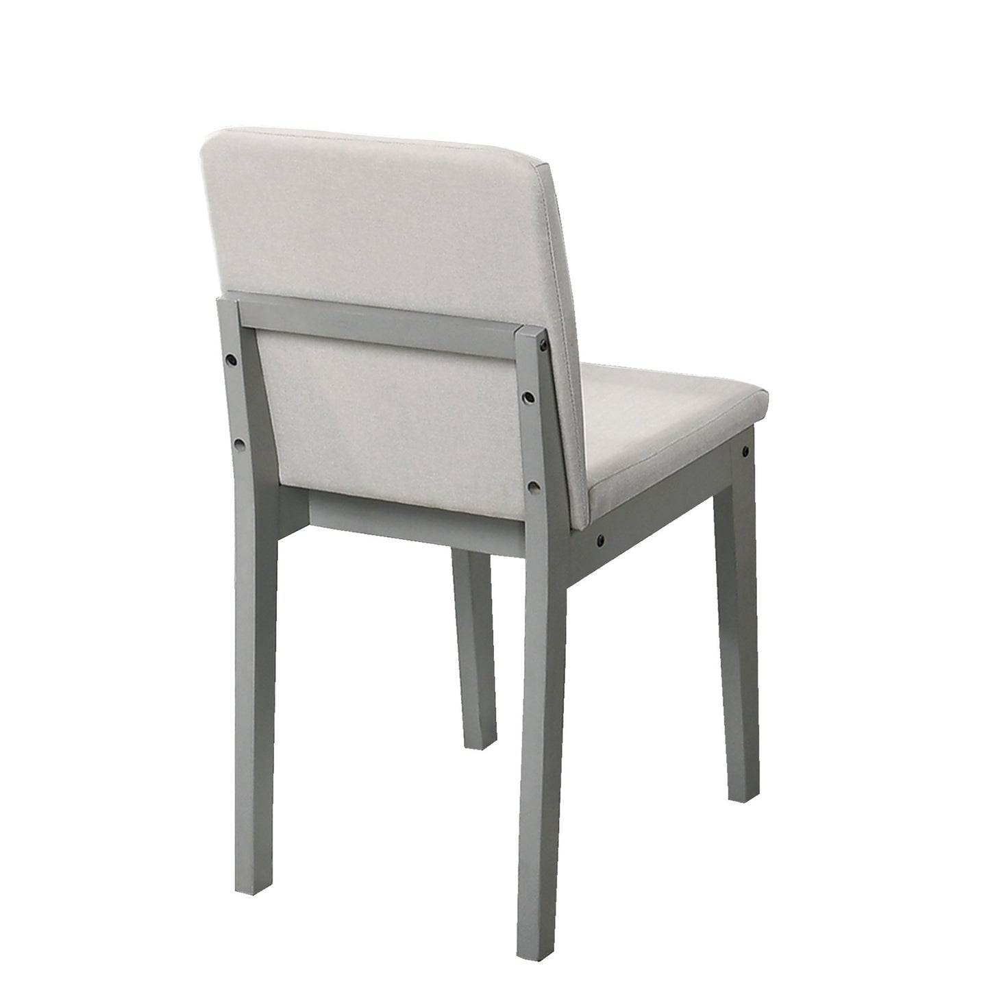 Grey Finish 5 Piece Dining Room Set Dining Table 4x Chairs Beige Fabric Chairs