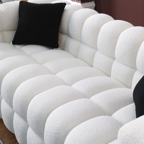 62.2length ,35.83 Deepth ,human Body Structure For USA People, Marshmallow Sofa,boucle Sofa ,White Color, 2 Seater