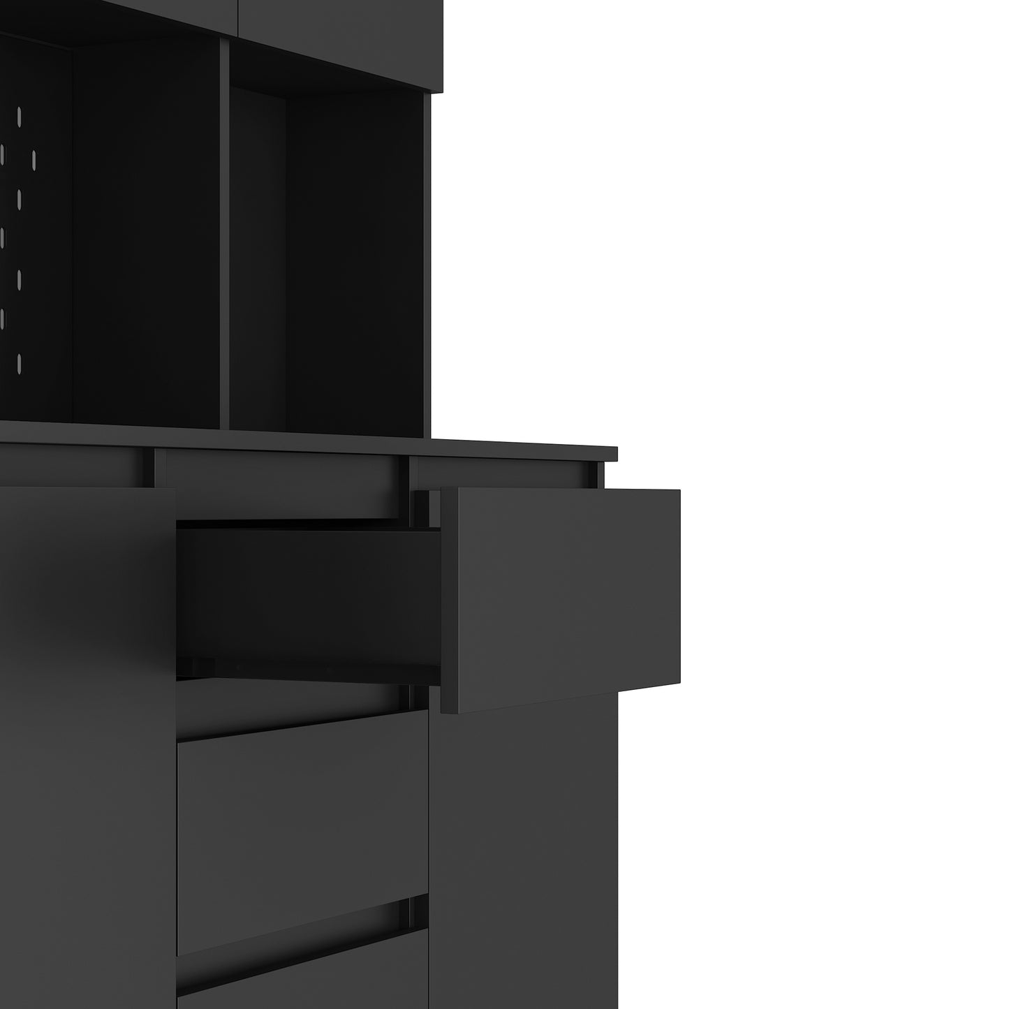 Freestanding Kitchen Pantry Cabinet Cupboard With 6 Doors,3 Shelves And 2 Drawer,Versatile Wardrobe & Kitchen Cabinet,Craft Storage Cabinet,Laundry Room Storage For Kitchen Black