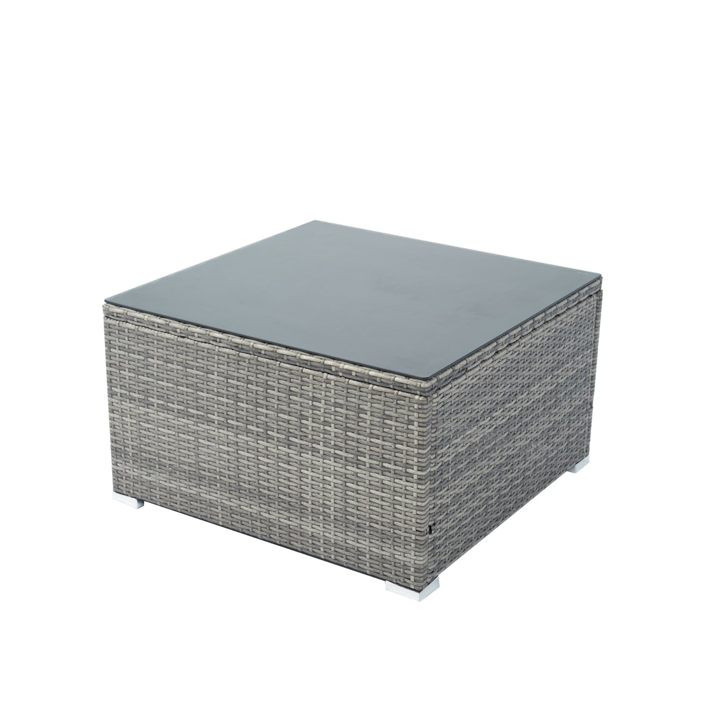 6 Pieces PE Rattan Sectional Outdoor Furniture Cushioned Sofa Set Grey Wicker, Dark Grey Cushion