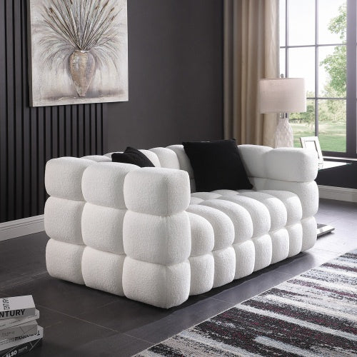 62.2length ,35.83 Deepth ,human Body Structure For USA People, Marshmallow Sofa,boucle Sofa ,White Color, 2 Seater