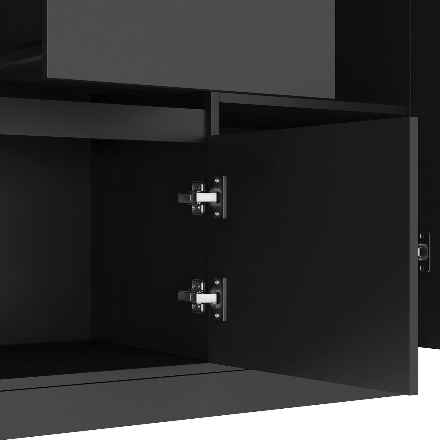Freestanding Kitchen Pantry Cabinet Cupboard With 6 Doors,3 Shelves And 2 Drawer,Versatile Wardrobe & Kitchen Cabinet,Craft Storage Cabinet,Laundry Room Storage For Kitchen Black
