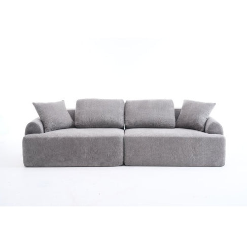 LY-024GY COMPRESSION SOFA 4-seater Combined Sofa, Crochet Yarn Fabric, Full Sponge Compression Sofa,combined Sofa With 4 Pillows For Home Living Home Furniture Apartment Office House