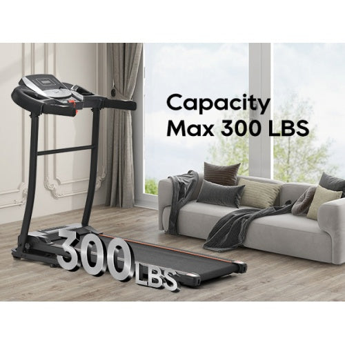 Folding Treadmill Electric Running Machine 2.5HP Motor 300LBS Weight Capacity Walking Jogging Machine With 3 Level Incline 12 Preset Programs For Home Gym