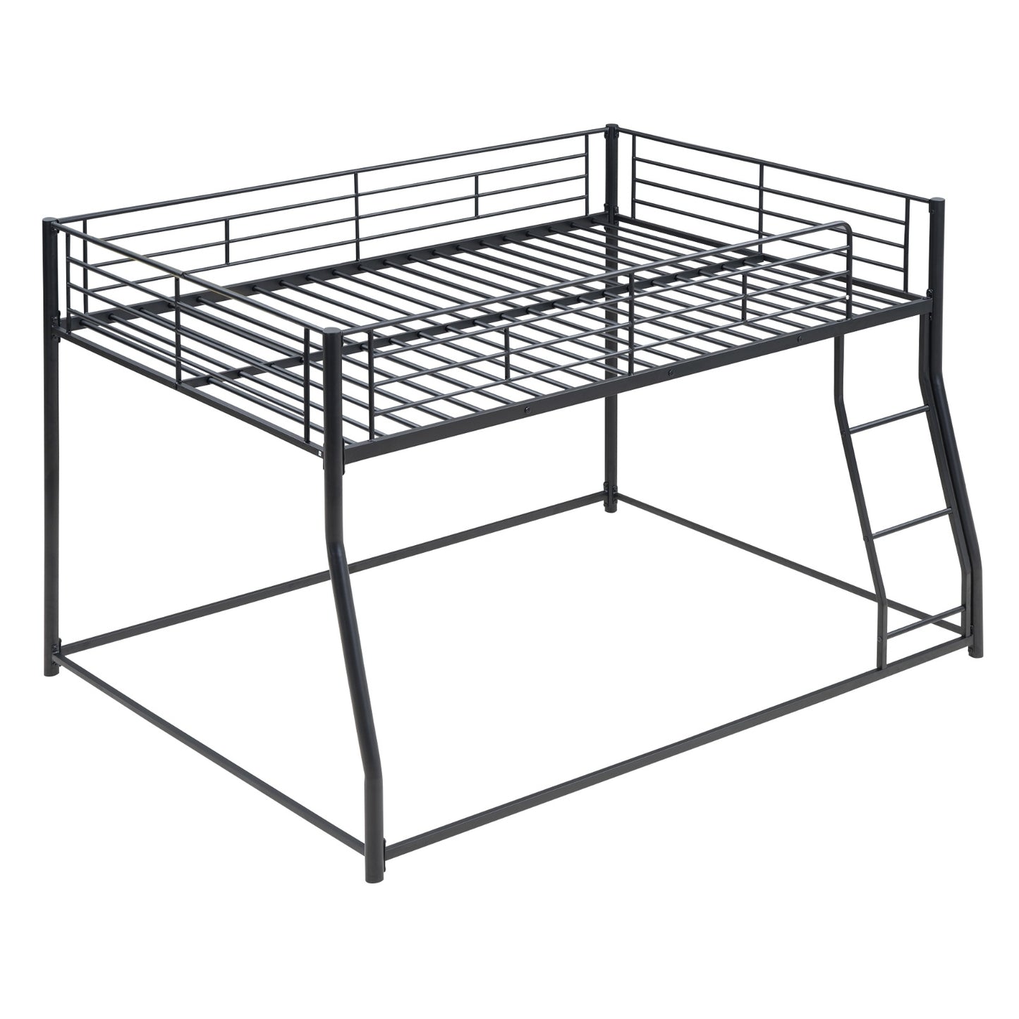 Metal Floor Bunk Bed, Full XL Over Queen, Black
