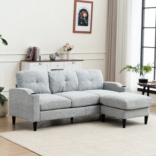 Convertible Combination Sofa Sofa LShaped Sofa With Footstools With Storage WhiteBlack Sofa For Living Room, Living Room BedroomOfficeSmall Space 3Seater Combination Sofa
