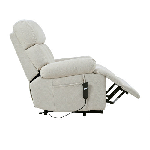 Recliner Chair For Elderly, Electric Fabric Recliner Chair For Seniors, Home Theater Seating,Reclining Sofa Chair With Remote Control,Side Pocket ,Spacious Seat Light Gray