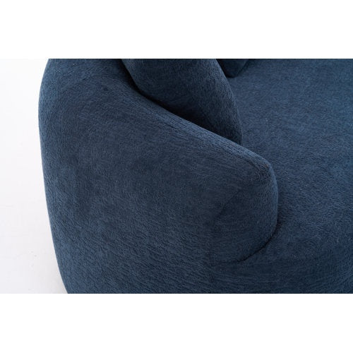 LY-025 COMPRESSION SOFA4 Seater Blue Sofa With Wood Grain Chenille Fabric, 30D ,60 Hardness Full Sponge,4 Pillows For Living Room, Home Furniture Sleeper Sectional Sofa For Apartment