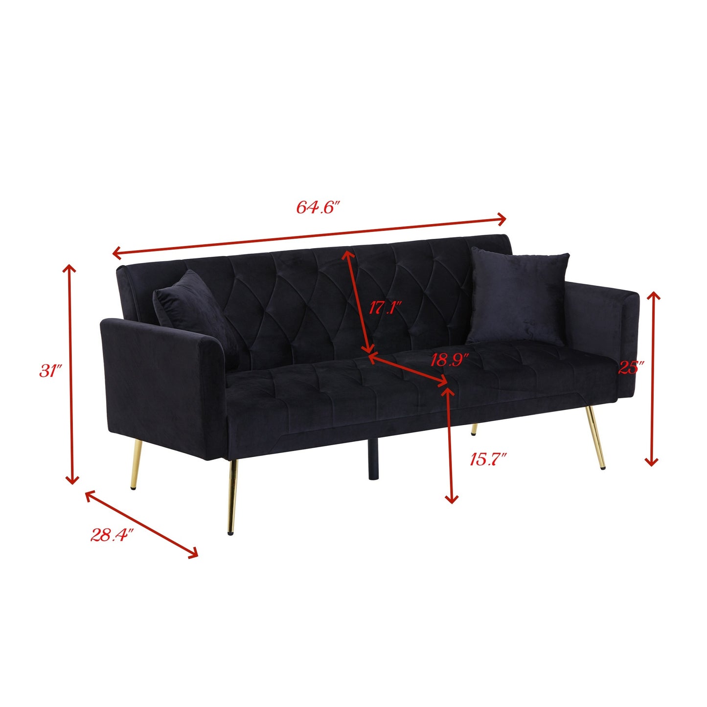 Modern Velvet Sofa Bed Folding Futon For Lving Room