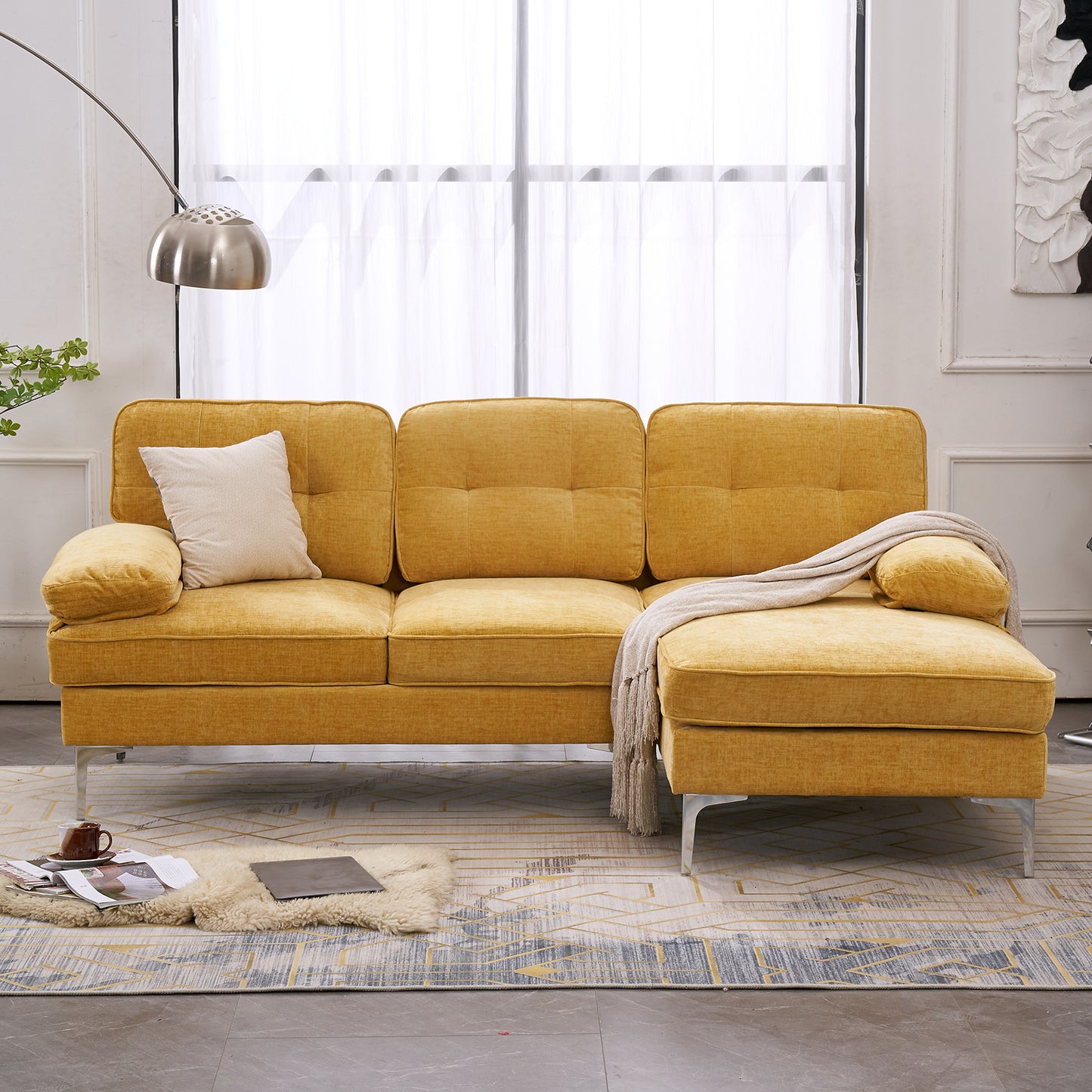 Three People With Noble Consort Yellow Indoor Combination Sofa
