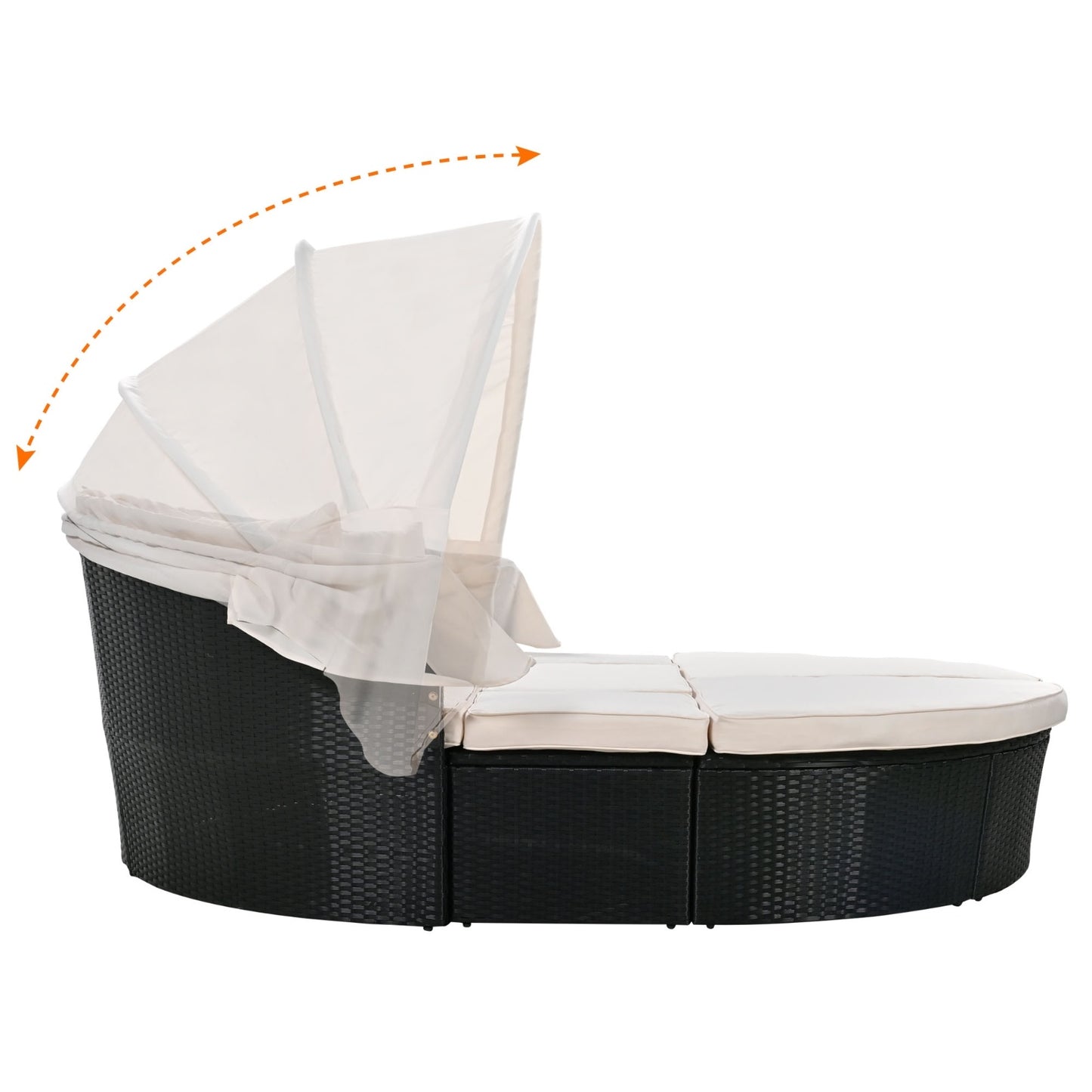 Circular Outdoor With Retractable Canopy Willow Bath Bed