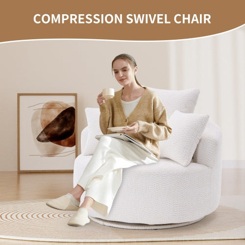 LY-031WH SWIVEL COMPRESSION CHAIR Single-seat Compression Chair, Crochet Yarn Material, Full Sponge Compression Swivel Chair,Compression Chair For Home Living Home Furniture Apartment Hotel Office
