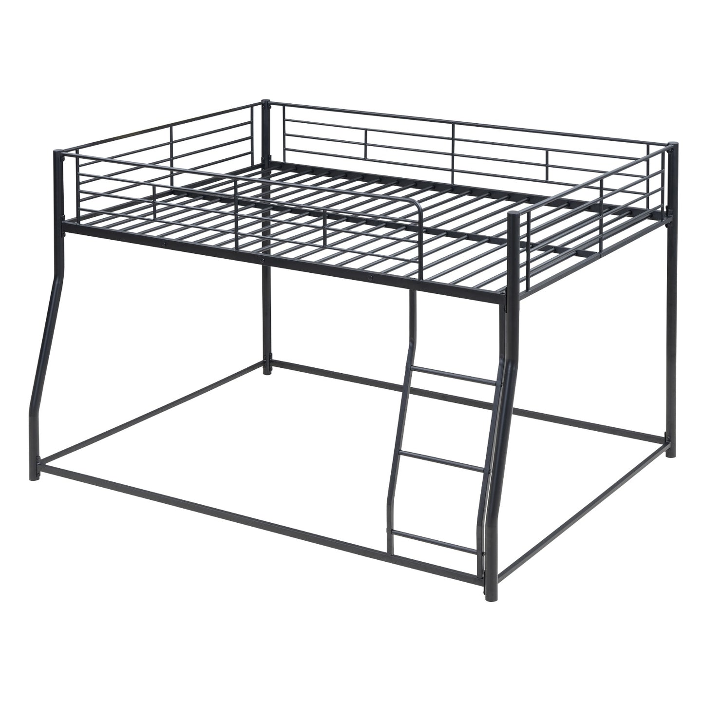 Metal Floor Bunk Bed, Full XL Over Queen, Black